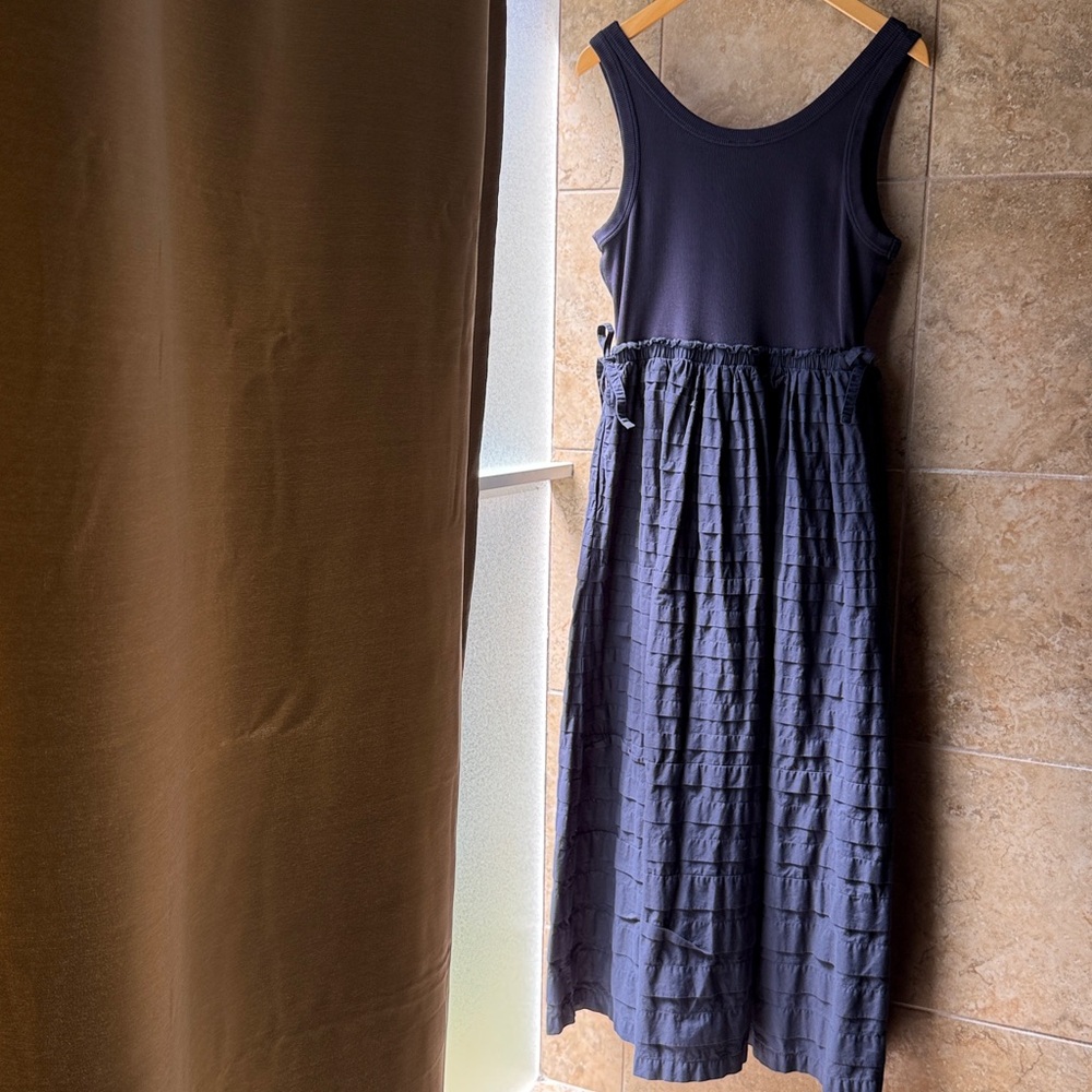 Cinq a Sept Midi Dress Akira Sleeveless Ribbed Knit Scoopneck Pintuck Skirt Mixy - Picture 6 of 16